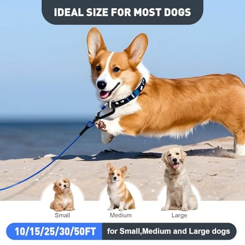 Libbipaw Dog Tie Out Cable 15FT Heavy Duty Chew Proof, Tangle-Free Runner with 360° Swivels & Locking Clip for Large Dogs Up to 250LBS - Rust Proof Leash for Yard, Camping, Outside (Blue 15FT) - Thumbnail 6