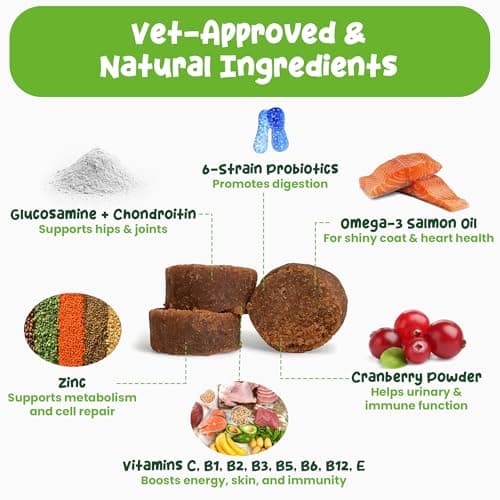 Vibin’ Tails 24-in-1 Dog Multivitamin, Glucosamine Chondroitin Hip & Joint Support, Probiotics & Omega-3, Skin & Coat - Puppy & Senior Chewable Dog Vitamins & Supplements Vet Formulated - 120ct Bacon - Thumbnail 6