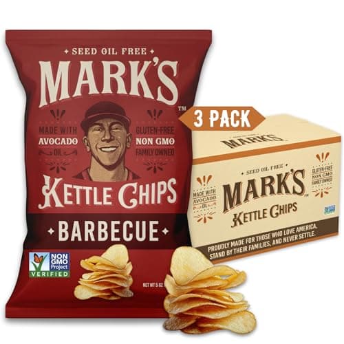 MARK’S Kettle Cooked Avocado Oil Potato Chips, BBQ – Gluten Free and Seed Oil Free | Barbecue, 5 oz (Pack of 3) | Non-GMO, Chips for Clean & Healthy Snacking - Image 1