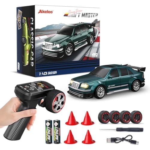 Dingdongwu 1/43 Mini RC Drift Car with Gyroscope, 4WD Full Proportional RC Car, 2.4GHZ Hobby Grade Remote Control Cars, RTR Model Vehicle, 20+KM/H High Speed for Hobbyists Kids Adults (Green) - Image 1