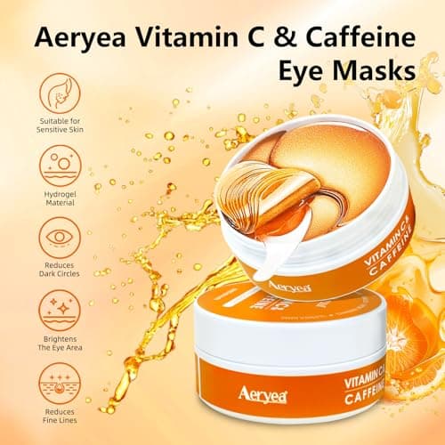 Aeryea Under Eye Patches with Vitamin C & Caffeine 30 Pairs for Dark Circles, Fine Lines and Puffiness, with Niacinamide Hydra-Gel Collagen, Skin Care for Men & Women - Thumbnail 2