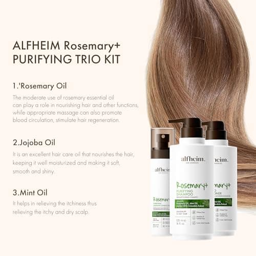 ALFHEIM Rosemary Shampoo Conditioner Leave-in Conditioner 3-piece set Deep Cleansing Scalp Care Strengthens Roots & Prevents Flatness Sulfate & Paraben-Free for Oily Scalp & Sensitive Skin - Thumbnail 5