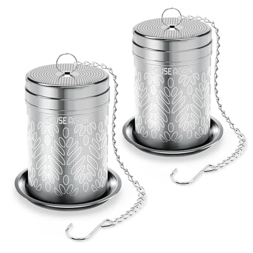 House Again 2 Pack Tea Strainers for Loose Tea, Extra Fine Mesh Tea Infuser, Updated Slim Threaded Lid & 304 Stainless Steel, Tea Ball Filter Bags Diffusers, Loose Leaf Tea Steeper for Brew Spices - Image 1