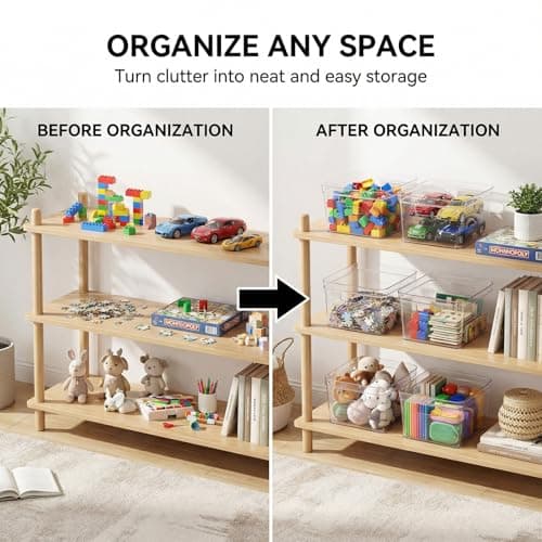 MOONEDGE 4-Pack Clear Plastic Storage Bins — Open-Top PET Organizers, 10" x 10" x 6" Storage Containers Ideal for Pantry, Fridge, Shelf and Counter Organization, Small Storage Bins for Home - Thumbnail 6