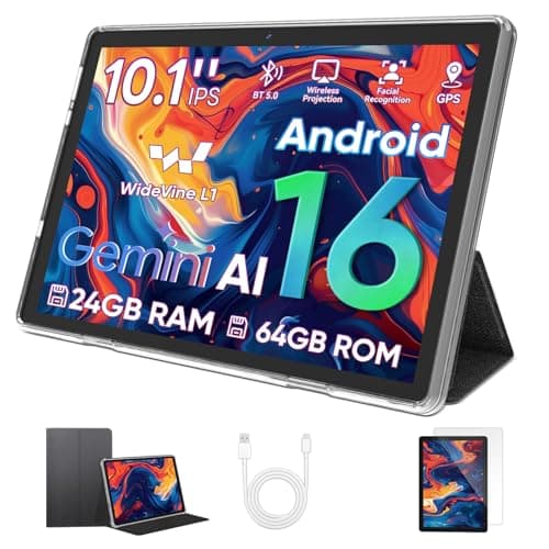 2026 Upgraded Tablet 10 inch, Android 16 Tablet, Octa-Core Processor, 24GB RAM 64GB ROM 2TB Expand, 1280x800 HD Touchscreen, GPS, WiFi 5, Dual Camera, BT5.0, 6000mAh, Widevine L1 - Image 1