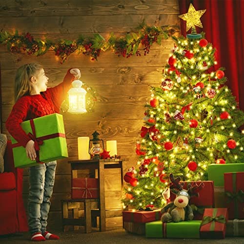 Kedoxi Christmas Tree Lights with Ring 16 Strings 400 LEDs, Xmas String Lights with Timer 6.6FT Easy to Install, Christmas Lights Fairy Tree Light 8 Mode for Xmas Fir Pine Party Decoration Warm White - Thumbnail 2