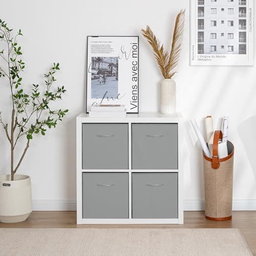 StorageWorks Gray Storage Cubes, 13x13 Storage Cube Bins with Handle, Cube Storage Organizer Bins for Shelves and Closet, Collapsible Storage Bins, 4-Pack - Thumbnail 4
