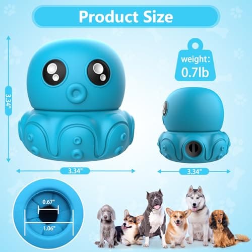 COSOWO Octopus Chew Toy for Dogs Safe & Durable Silicone Interactive Dog Toy, Treat Holder, Slow Feeder & Squeaky Toy, Fun Treat Dispenser for Indoor & Outdoor Play, Blue - Thumbnail 3