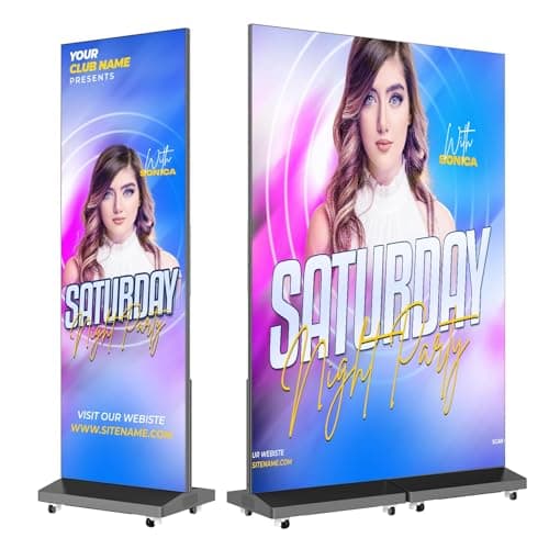 MWE P1.86 Spliceable LED Poster Screen with Flight Case, Foldable LED Digital Signage Advertising Display Kiosk with Publishing System, Portable Digital Poster for Events and Rentals (2 Panels), Black - Image 1