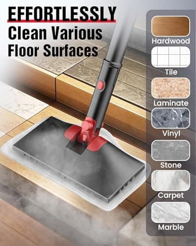 Steam Mop, 19-in-1 Detachable Handheld Steam Cleaner for Home, 230°F Floor Steamer, 2 Steam Modes,3 Adjustable Level, 350ML Tank, Powerful Steam Mops for Cleaning Hardwood Floors, Carpet Tile Grout - Thumbnail 4