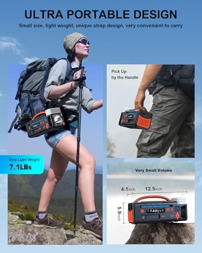 Aaoyun Portable Power Station 300W, 296Wh Solar Generator with 100W USB-C In/Output, Night Light & LED Flashlight, Compact Camping Battery with Strap for Outdoor CPAP Home Backup Emergency - Thumbnail 4