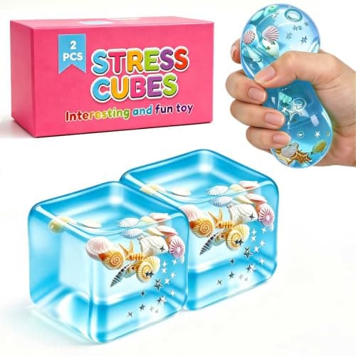 Squeeze Toys Squishies Stress Cube - 2 Pack Stress Relief Fidget Toy for Teens & Adults, Soft TPR Sensory Squeeze Toy for Anxiety Relief, Cool Office Desk Decor & Party Favors, Durable & Washable