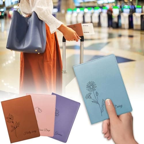 Personalized Leather Passport Pouch and Luggage Tags Set - Customized personalized name-engraved travel items tailored for women, men, couples, honeymoon travelers, and frequent air travelers - Thumbnail 6