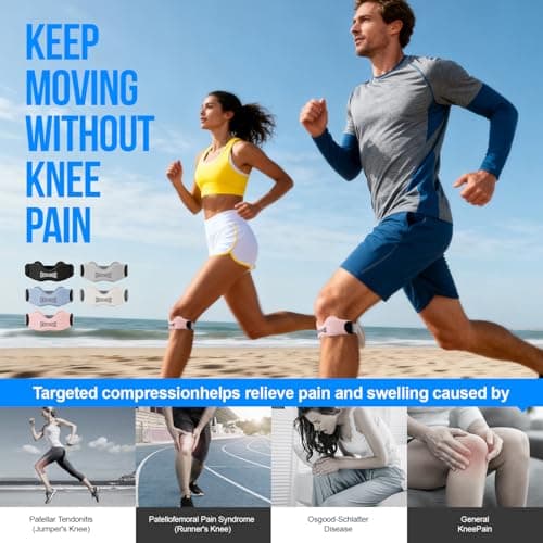 GOUNOD Patellar Tendon Support Strap 2 Pack,Silicone Knee Strap for Knee Pain Relief,Patella Band for Basketball, Jumpers Knee, Tendonitis, Running, Hiking, Soccer, Osgood Schlatter (Pink) - Thumbnail 2
