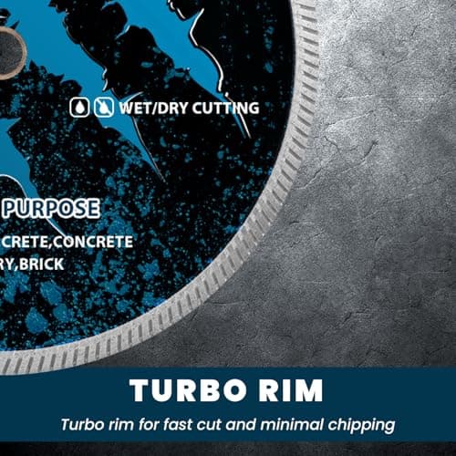 RHAPSODY 7Inch Diamond Saw Blade 2pcs,Continuous Turbo Rim General Purpose Blade Dry/Wet Cutting Concrete,Masonry, Brick, Block,Stone,Paver 7/8"-5/8" Arbor - Thumbnail 4