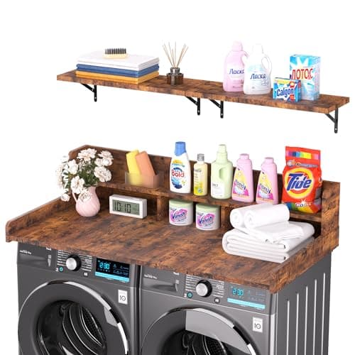 Washer Dryer Countertop, Laundry Countertop Over Washer And Dryer, Washer And Dryer Covers For The Top For Laundry Room Organization, Washer And Dryer Countertop Shelves (Oka Brown, 53.9*27.5*12) - Image 1