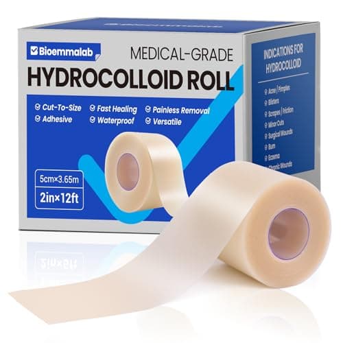 Hydrocolloid Roll Large Adhesive Bandages Medical Grade Tape Wound Care Dressing, Cut-to-Size Waterproof Patches for Face Acne Pimple, Blister, Burn, Sterile & Fast Healing (2in x 12ft) - Image 1