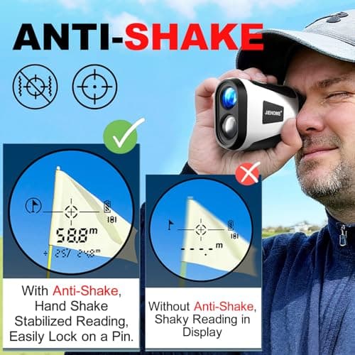 JIEHOME Golf Rangefinder with Slope & Magnetic, 7 Modes(Triangulation) Upgraded Laser Rangefinders, 1200 Yards, 7X Magnification, Range Finder for Golfing Hunting Golf Accessories for Men Women - Thumbnail 4