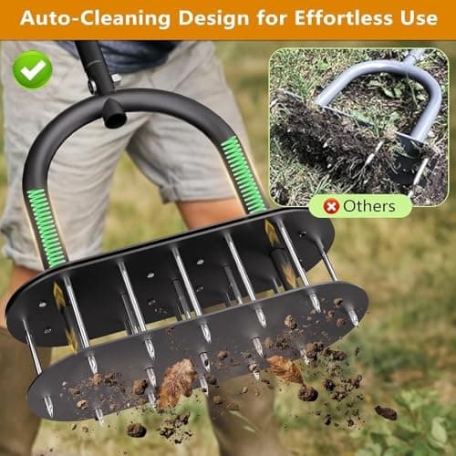 seasky Lawn Aerator, Manual Lawn Aerator Tool with Padded T-Handle, Wide Foot Plate & 15-3 Inch Solid Steel Spikes, Dual-Layer Design for Effortless Aeration in Lawn, Yard and Garden Soil - Thumbnail 3