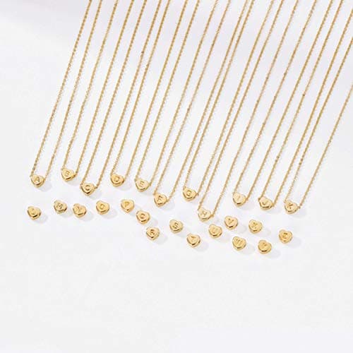 LOYATA Initial Heart Necklace Gold Tiny Pendant 14K Gold Plated Dainty Chain Personalized Jewelry Gift for Women Letter L - Thumbnail 4
