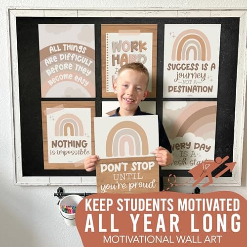 Hadley Designs Motivational Poster for Classroom Decor - 9 Growth Mindset Classroom Posters Elementary, Inspirational Wall Decor Middle School, Teacher Must Haves, Boho Bulletin Board Decorations - Thumbnail 6