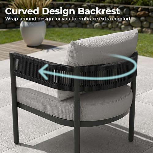 Grand patio 4-Piece Outdoor Conversation Set with 2 Single Chairs and 2 Patio Coffee Tables, Wicker Furniture Set - Thumbnail 4