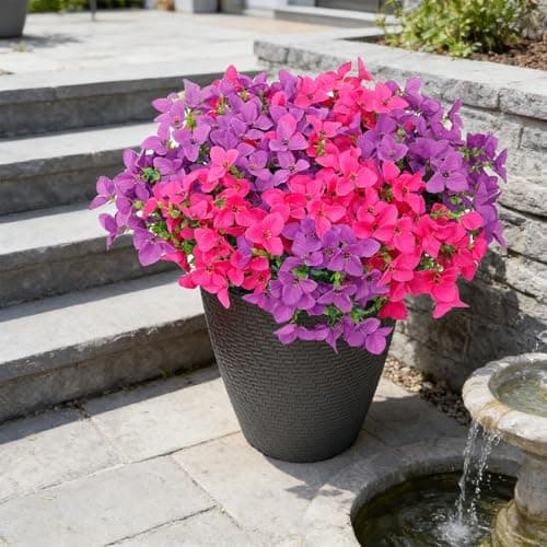 Apeair 12 Bundles Artificial Flowers for Outdoors，Plastic Flowers Uv Resistant Fake Plants Bulk for Spring Summer Hanging Planter Porch Window Garden Home Decor