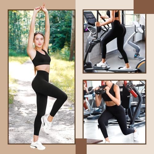 Leafigure High Waisted Leggings for Women- Soft No See-Through Yoga Pants for Gym Workout Running Red XXL - Thumbnail 6