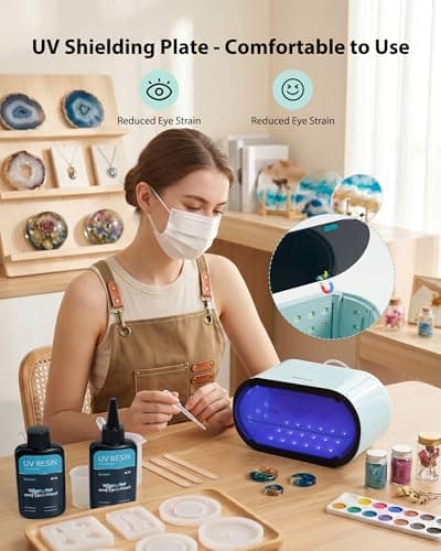 Resiners UV Light for Resin, Fast Even Curing Lamp with 360° UV Coverage, 48 LEDs Magnetic 2-in-1 Split Design, 1/3/5/10 min Timer, UV Light for Resin Curing, Jewelry, Trays & DIY Crafts - Thumbnail 5