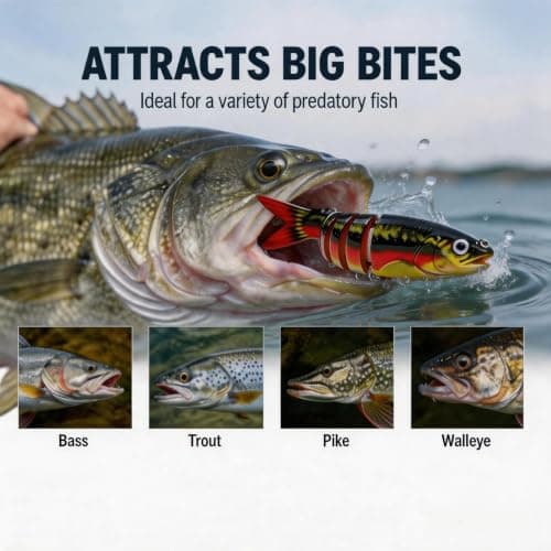 Multi Jointed Swimbait Hard Lure, 5.1in Slow Sinking Fishing Lures with Lifelike Swimming Action, Realistic Bass Fishing Lures for Freshwater, Topwater Lure with Gravity Transfer System for Bass - Thumbnail 6