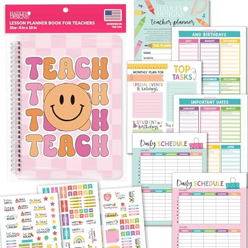 Hadley Designs Teacher Planner 2026-2027 – Undated Teacher Planners, Homeschool Lesson Planner Book For Teachers Must Haves, Lesson Plan Book For Teachers Classroom Supplies & Appreciation Gifts - Image 1