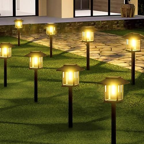 16-Pack Solar Lights Outdoor (Extra-Bright & Auto On/Off), Solar Powered Garden Lights, Outdoor Waterproof Solar Pathway Lights for Patio, Path, Yard, Landscape, Driveway, Walkway Decor (Warm White) - Image 1