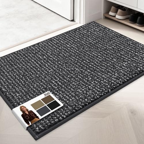 JSEI Dirt Trapper Door Mat 24"x36" Non-Slip Washable Entrance Mat, Dog Doormats, Absorbent & Fade-Resistant Floor Mats, Low Profile Welcome Mats for Entryway, Front Door, and Inside Entrance, Charcoal - Image 1