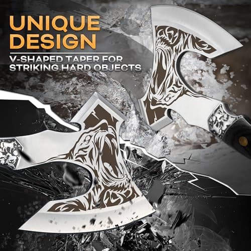 Grumpy Bear Tactical Axe, Camping Survival Hatchet, Full Tang Tomahawk with Sheath, Multifunctional Outdoor Hiking Heavy Duty Hatchet for Emergency, Hiking and Camping, for Men Women - Thumbnail 6