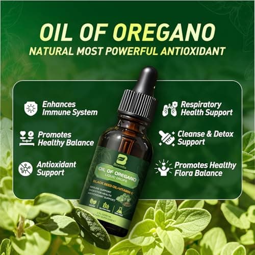 B BEWOTHS Organic Oregano Oil Drops | Oil of Oregano with Black Seed Oil, Vitamin E, 80% Carvacrol Oregano Drops for Immune, Antioxidant, Gut Detox Cleanser Support - Non-GMO, Vegan (240-day Supply) - Thumbnail 2