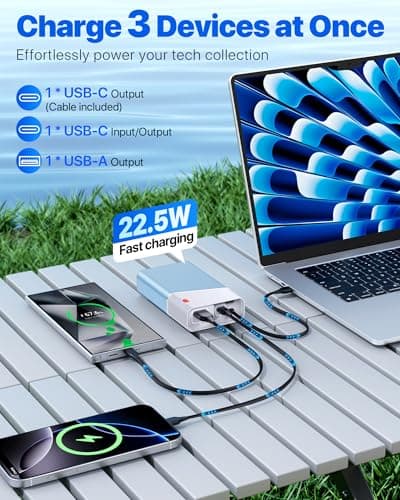 Portable Charger 20000mAh, 22.5W PD 3.0+QC 4.0 Super Fast Charging Power Bank, Cooler Aerospace Metal Case for iPhone 17 16 15 14, 13 Android, iPad, Samsung Google Tablet & More, Travel Essential - Thumbnail 3