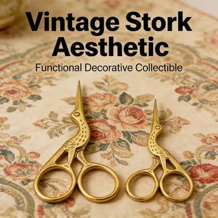 2PCS Sewing Scissors Gold Vintage Stork Embroidery Scissors, Stainless Steel Sharp Bird Shears - Ideal for Handicraft DIY Needlework Cross Stitch Daily Use Travel Sewing Shears（with 2 Covers） - Thumbnail 6