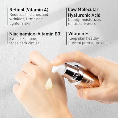 Retinol Eye Cream for Anti-Aging & Wrinkles – Firming, Hydrating & Repairing Eye Serum with Niacinamide, Hyaluronic Acid, Vitamin E & Bifida Ferment Lysate, 0.7 Fl Oz (Pack of 2) - Thumbnail 5