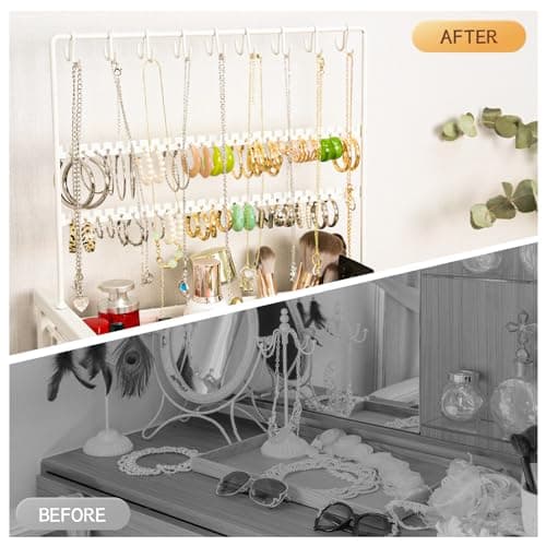 YGJT Makeup Organizer, Floor Skincare Cosmetics Organizer with Drawers, Jewelry Organizers and Storage for Earring Necklace, Vanity Organizer for Skin Care Perfume Makeup Brush Nail Polish Hair Tool - Thumbnail 6