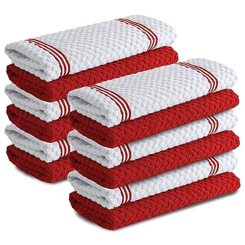 Infinitee Xclusives Premium Kitchen Towels - [Pack of 12] 100% Cotton Kitchen Hand Towels (15 x 25 Inches) - Dish Towels for Kitchen |Passionate Red| - Image 1