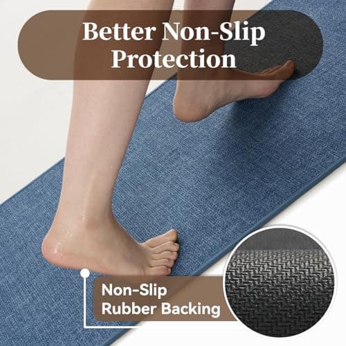 MontVoo Bath Mat Rug-Ultra Thin Non Slip Bath Mats for Bathroom Mat Quick Dry, Rubber Backing Washable Bathroom Rugs Fit Under Door, Absorbent Bath Rugs for Floor,20"x32",Blue - Thumbnail 2