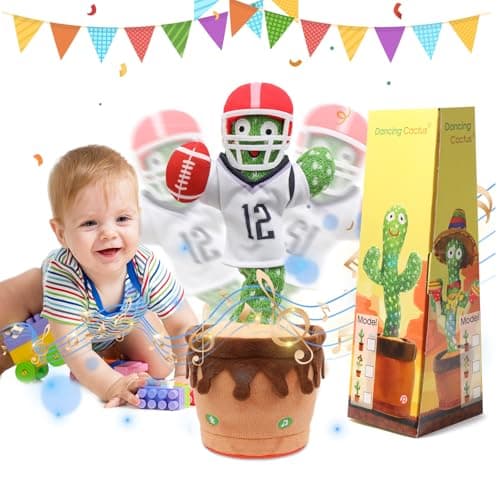 MIAODAM Dancing Football Cactus Toy, Singing, Talking, Record & Repeats What You say with 60 English Songs, Funny Eletronic Baby Toys - Image 1