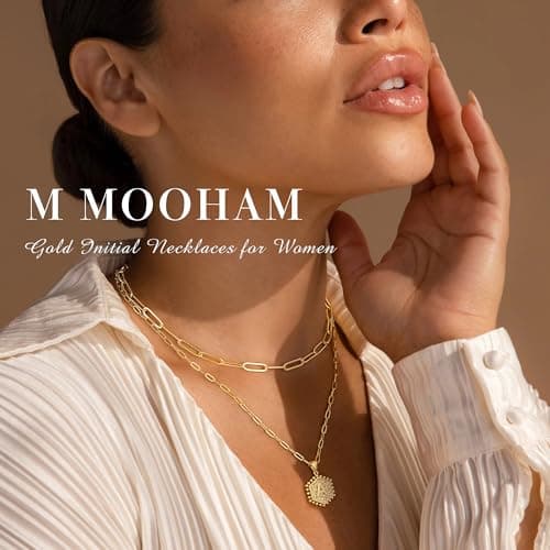 M MOOHAM 14K-Gold-Plated Layering Initial Necklaces for Women - Statement Necklace Letter Initial G Necklace Dainty Layered Necklaces for Women - Thumbnail 3
