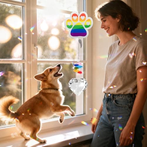 VOFSTAND Pet Memorial Suncatcher, Dog Memorail Gifts of Loss Dogs and Cats with Sympathy Card - Thumbnail 2