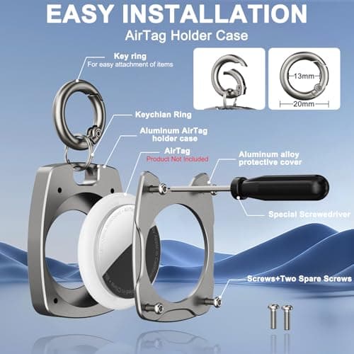 for Airtag Keychain Holder with Key Ring - Aluminum Metal AirTag Holder Key,Durable Scratch Resistant Case Protective Apple AirTag Holder Keychain Accessory for Key,Car Key, Pet, Luggage, Backpack - Thumbnail 4