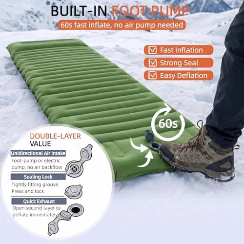 VALEHOWL 4" Thick Camping Sleeping Pad with Internal Straps, R4.0 Sleep Mat - Thumbnail 5
