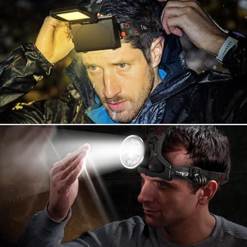 seeup Headlamp Spotlight Flashlight, Bright LED Rechargeable Headlight, Waterproof Head Light with Back Lamp for Outdoor Camping Running Hiking Fishing Cycling (Black, Spotlight & Floodlight) - Thumbnail 3