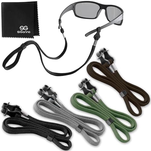 SIGONNA Eye Glasses String Holder Strap - Eyeglass Straps Cords for Men Women - Eyeglass Holders Around Neck - Sunglasses String Chain Lanyard Retainer - 4 Pcs Dark Brown, Green, Grey, Black - Image 1