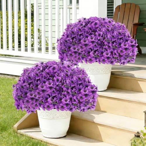 22 Bundles Artificial Flowers Outdoor, Faux Flowers UV Resistant with Plastic Plants, Faux Silk Flowers for Outdoors Outside Front Porch Hanging Planter Window Box Garden Decoration - Thumbnail 5