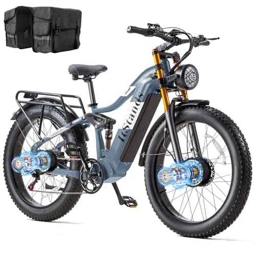 Electric Bike for Adults 3000W Peak AWD Dual Motor 48V 30Ah Battery Up to 90 Miles Long Range 30MPH Mountain E Bikes 26" Fat Tire Off-Road Full Suspension Electric Bicycle, Dual Hydraulic Brakes - Image 1